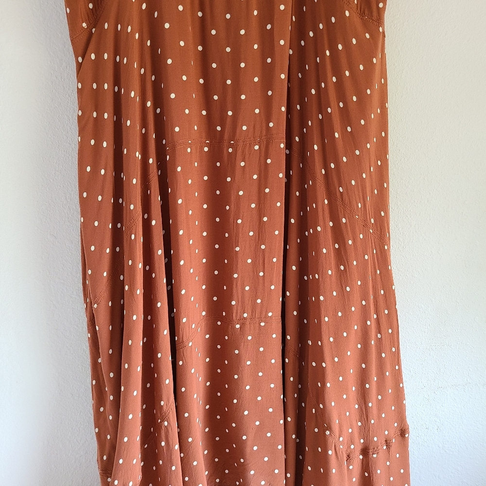 Anthropologie Rust Polka Dot Midi Dress - Picture 5 of 16